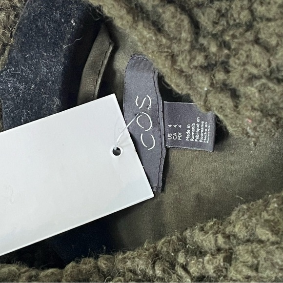 COS Green Wool Blend Oversized Relaxed Fit Teddy Jacket - Picture 6 of 8